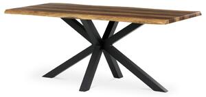 Étkezőasztal, 180x90x75 cm, MDF lap, régi fa dekor, csillag alakú fém láb