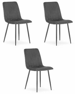 Valora JEWA szék, fekete bársony, ergonomikus kialakítás, nappaliba, 3 db