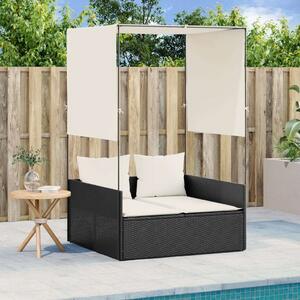 VidaXL Dupla Napozóágy - Polyrattan - Fekete - 118x110cm