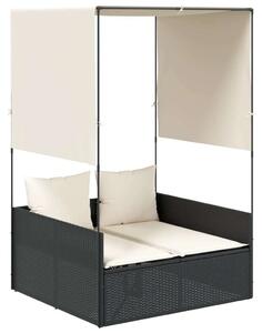 VidaXL Dupla Napozóágy - Polyrattan - Fekete - 118x110cm