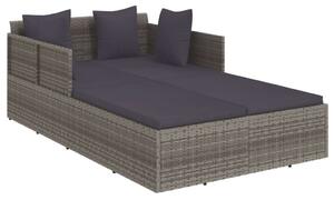 VidaXL szürke polyrattan napozóágy párnával, 182 x 118 x 63 cm