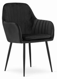 Valora LUGO szék, fekete bársony, ergonomikus kialakítás, nappaliba