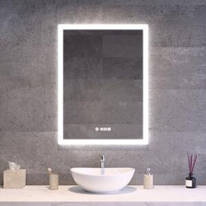 Álló fürdőszobai LED tükör 60x80cm | Páramentesítő - Óra - Fényerő és színhőmérséklet szabályozás | Welland Luxury-Line G1097