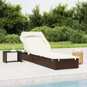 VidaXL Napozóágy - Polyrattan - Barna - 213x63x97 cm