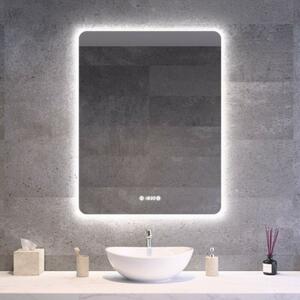 Álló fürdőszobai LED tükör 70x90cm | Páramentesítő funkció - Beépített óra - Fényerő és színhőmérséklet szabályozás | Welland Luxury-Line G1095