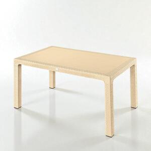 Rattan kerti asztal 150x90 cm - cappuccino színben