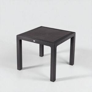 Rattan kerti asztal 90x90 cm - barna színben