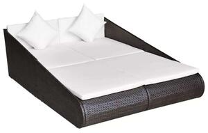 VidaXL Barna polyrattan kerti ágy 201 x 139 cm