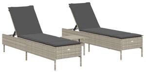 VidaXL Polyrattan Napozóágy Szett - 2 Foteles