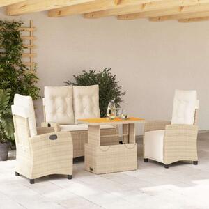 VidaXL Polyrattan Kerti Étkezőgarnitúra - 4 részes - Bézs
