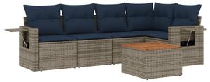 VidaXL 6 db szürke polyrattan kerti kanapégarnitúra párnákkal