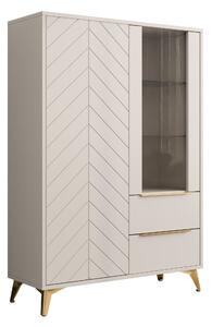 Könyvespolc Comfivo Citrus II, Zárt, Fiókokkal, Ajtókkal, Laminált forgácslap, Edzett üveg, Közepes sűrűségű farostlemez, 150x104x40cm, Bézs