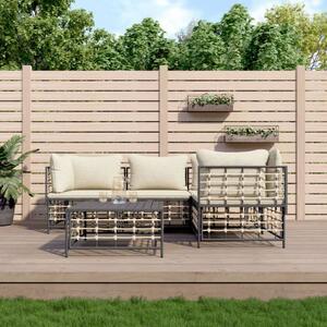 VidaXL 5-részes antracitszürke polyrattan kerti ülőgarnitúra párnákkal
