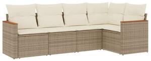 VidaXL 5 Részes Polyrattan Kerti Ülőgarnitúra - Bézs