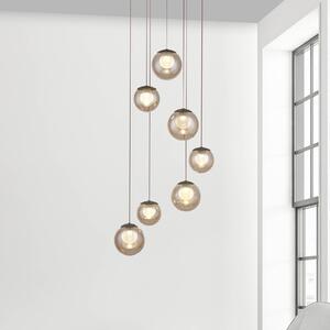 PURE Popup LED lógó lámpa, bronz/borostyán, átmérő 40 cm, 7 izzós, dimmelhető, Bronz / antik sárgaréz, Nappali / Étkező, Alumínium