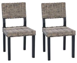 VidaXL Étkezőszék 2 pcs Fekete Mosás 46 x 55 x 84 cm Kubu rattán