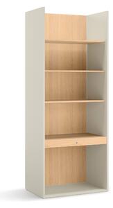 Könyvespolc Evareve 103, Fiókokkal, Nyitott, Laminált forgácslap, 216x85x55cm, Tölgy, Világosbarna