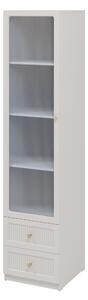 Könyvespolc Comfivo Lenitas, Fiókokkal, Ajtókkal, Zárt, Edzett üveg, Közepes sűrűségű farostlemez, Laminált forgácslap, 201x46x49cm, Kasmír