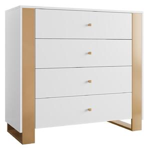 Komód Comfivo Vestora I, Laminált forgácslap, 94x100x40cm, Aranysárga, Fehér