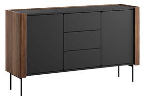 Komód Arcas, Laminált forgácslap, 83x142x40cm, Dió, Fekete