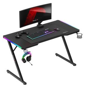Gamer asztal RGB , 120 x 60 cm, fekete