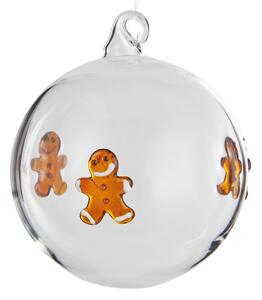HANG ON üveg karácsonyfadísz Ø 8 cm, mézeskalács figura