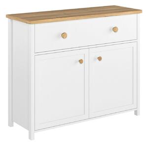 Komód Romelbo 150, Laminált forgácslap, 90x110x42cm, Fehér, Tölgy