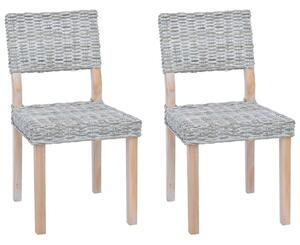 VidaXL Étkezőszék 2 pcs Fehér Mosás 46 x 55 x 84 cm Kubu rattán