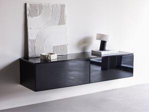 TV-állvány Dallas 4945, Közepes sűrűségű farostlemez, 35x160x45cm, Fényes fekete, Fekete