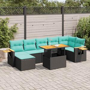 VidaXL 8 részes szürke polyrattan akácfa kerti ülőgarnitúra párnákkal