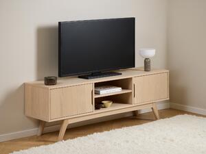 TV-állvány Norsica Elmdome 111, Természetes fa furnér, 55x160x40cm, Fehérített tölgy, Tölgy