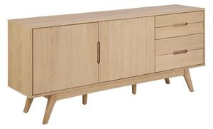 Komód Norsica Elmdome 112, Természetes fa furnér, 75x180x40cm, Fehérített tölgy, Tölgy