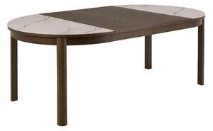 Asztal Norsica Melfero 101, 75cm, Fehér márvány, Sötét tölgy, Tölgy
