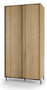 Gardróbszekrény Melveni 100, Laminált forgácslap, 200x99x55cm, Cremona tölgy, Fekete