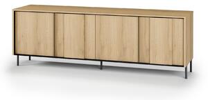 TV-állvány Melveni 104, Laminált forgácslap, 56x167x41cm, Fekete, Cremona tölgy