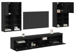 VidaXL TV Fali Szekrény Szett LED Fényekkel 7 pcs Fekete tölgy