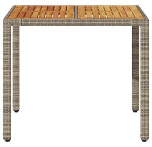 VidaXL szürke polyrattan kerti asztal akácfa lappal 90 x 90 x 75 cm