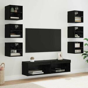 VidaXL TV szekrény LED -es lámpákkal fiókkal 8 pcs Fekete tölgy Üveg