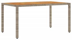 VidaXL szürke polyrattan kerti asztal akácfa lappal 150 x 90 x 75 cm