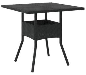 VidaXL fekete polyrattan üveglapos kerti asztal 80 x 80 x 75 cm