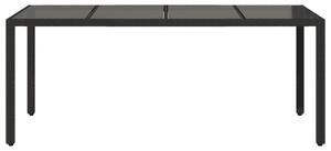 VidaXL fekete polyrattan üveglapos kerti asztal 190 x 90 x 75 cm