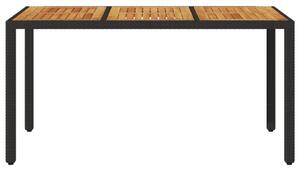 VidaXL fekete polyrattan kerti asztal akácfa lappal 150 x 90 x 75 cm