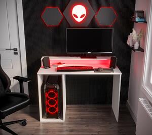 Sarok Gamer PC asztal Garrick 2 (biely) (LED RGB világítással)