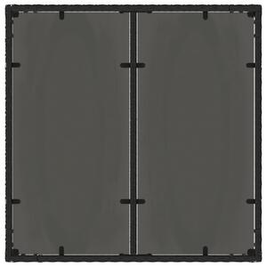 VidaXL fekete polyrattan üveglapos kerti asztal 90 x 90 x 75 cm