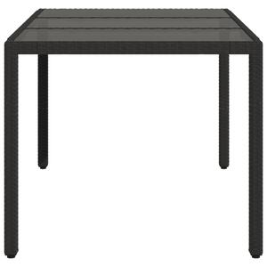 VidaXL fekete polyrattan üveglapos kerti asztal 150 x 90 x 75 cm