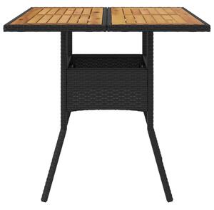 VidaXL fekete polyrattan kerti asztal akácfa lappal 80 x 80 x 75 cm