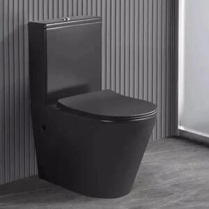 HD Lisa Black perem nélküli mély öblítésű íves monoblokkos WC alsó/hátsó kifolyású tető nélkül + tartály