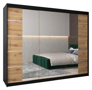 Ruhásszekrény 250 cm Verika 4 250 (fekete + artisan tölgy)