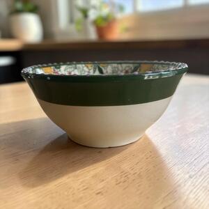 Citrom mintájú reggeliző tálka 16,5 cm x 7,5 cm zöld szegéllyel
