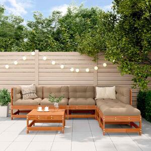 VidaXL Kerti lounge szett 7 pcs Viaszbarna Tömör Fenyőfa